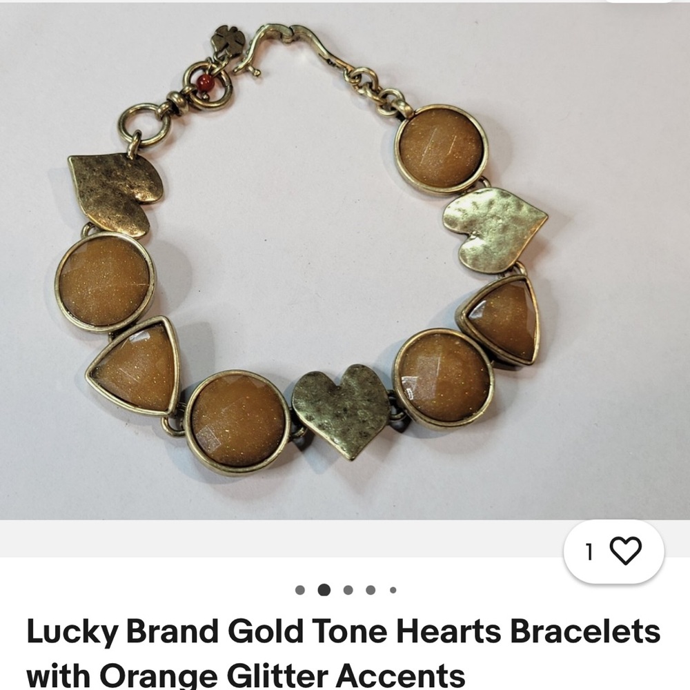 Lucky Brand Gold Heart Bracelet with Orange Accents
